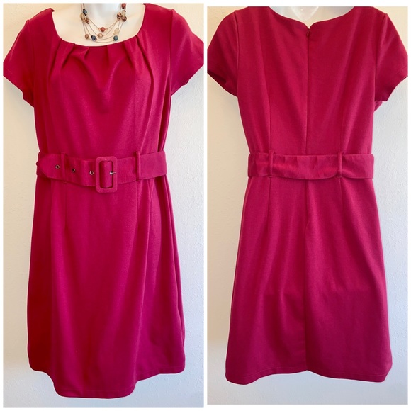 H&M Cranberry Color Belted Dress - Picture 2 of 7